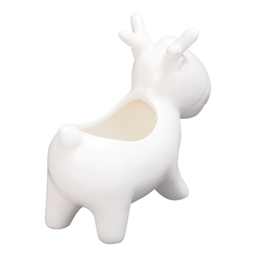 Kwiatownik W KształCie MałEgo Jelenia Ceramiczny Z Talerzykiem-image