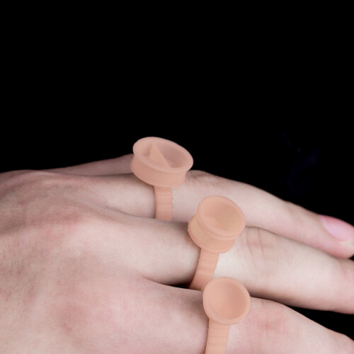 100Pcs Pink Disposable Silicone Pigment Rings Holder 1