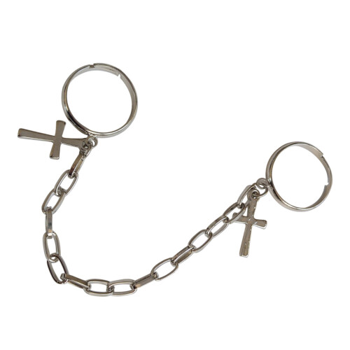 1 Punk- Kettenring Hand-Schmuck Deko Mode Ring (Silber)
