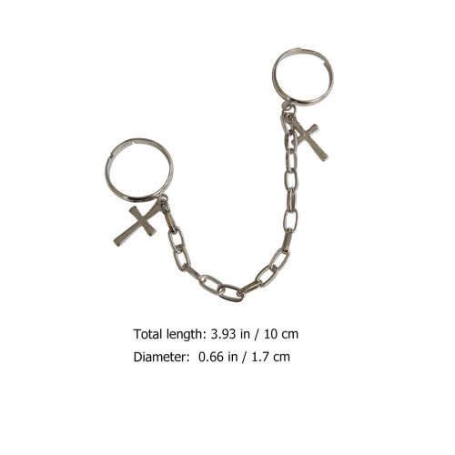 1 Punk- Kettenring Hand-Schmuck Deko Mode Ring (Silber) 1