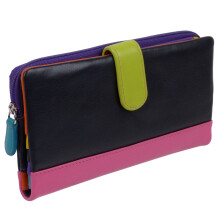 (Black Brights) iLi New York Ladies Leather Smart Phone Wallet RFID