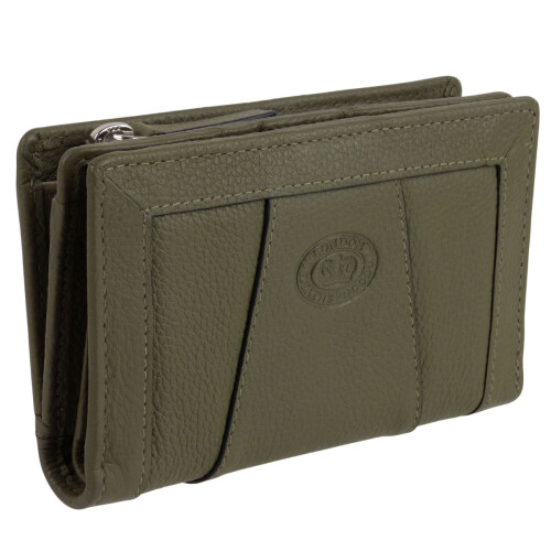 (Olive) Oakridge Leather Ladies Medium Zip-Around Pebble Purse/Wallet