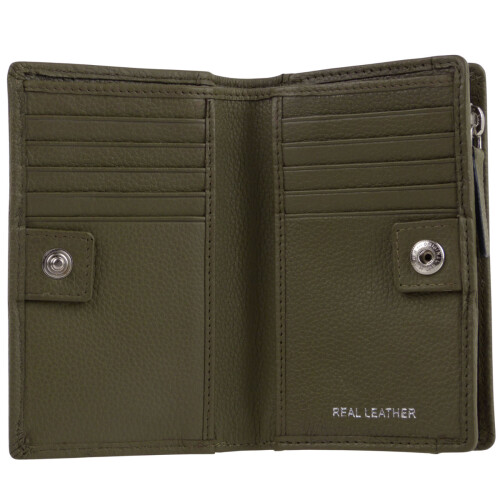 (Olive) Oakridge Leather Ladies Medium Zip-Around Pebble Purse/Wallet 2