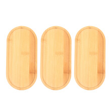 3 Pezzi Sottovaso In Bamboo Per Piante Con Vassoio Drenante