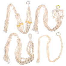 4St Katoenen Macrame Plantenhanger Met Rvs Beugel