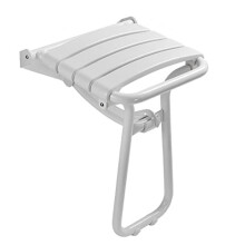 Fold Down Shower Seat, Wall-Mounted, White, Space-Saving Stool For Adults, Elderly, Disabled, Small Showers, Saunas