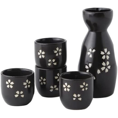 Traditional Sake Set, Ceramic Sake Set With 4 Cups, Japanese Ceramic Sake Set, Small Tableware Set