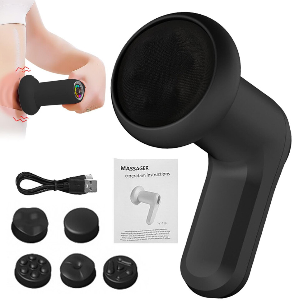 Black Rechargeable Belly Slimming Massager - 5-In-1 Fat Burning Device, Deep Tissue Massage, Stomach, Thighs, Neck & Butt