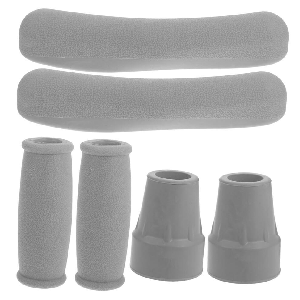 Underarm Crutch Pads 6 Pcs, Non Slip Rubber Tips, Replacement Padding for Aluminum Crutches, Walker Handle Cushions