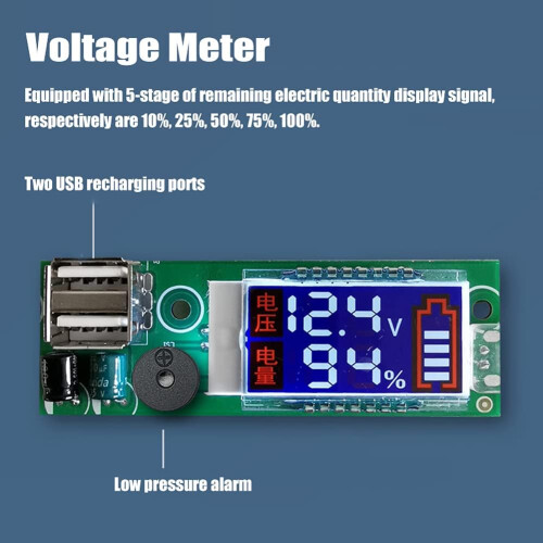 Meter Large LCD Display Electric Quantity Monitor USB Interface For 12.6V 3S Lithium Battery Testing 2