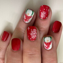 Santa Claus False Nails Christmas Full Cover Nails Short Square
