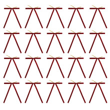 Set of 20 Velvets Bowknot for Handmade Christmas-wine red