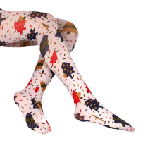 Women's Silk Tights with Christmas Tree Patterns Holiday-color