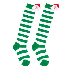Children Christmas Stockings Cartoon Santa-green and white stri