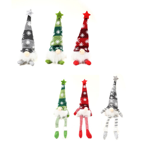 Santa Gnome Decorations Dwarf Doll Rudolph-long legs gray 2