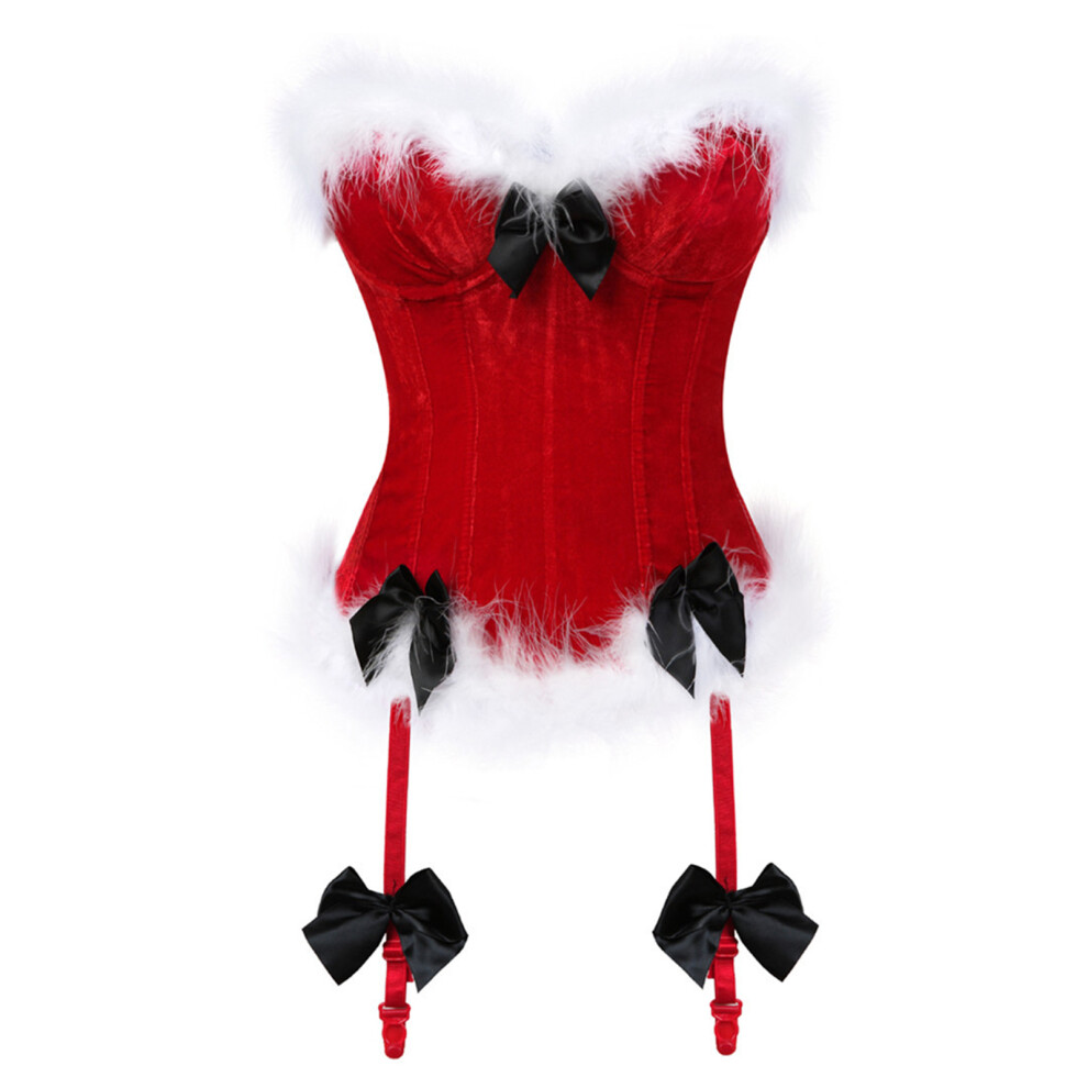 Red Corset Sexy Santa Cosplay Corset Vintage Christmas-Red S
