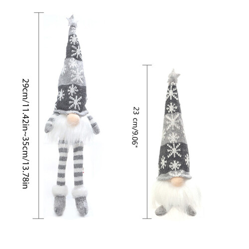 Santa Gnome Decorations Dwarf Doll Rudolph-long legs gray 1