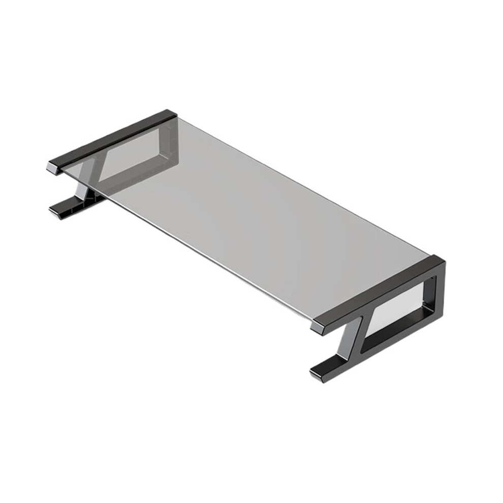 Desktop Monitor Stand Heightening With Tempered Glass Base For Tv And Computer Office Storage Rack Black 9393856526871