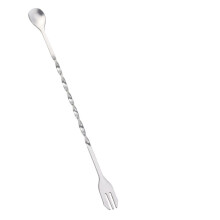 Stainless Steel Cocktail Mixing Spoon Fork Swizzle Stick Stirrer for Bartender Bar Tool, 12-Inch, Multi-Function