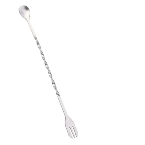 Stainless Steel Cocktail Mixing Spoon Fork Swizzle Stick Stirrer for Bartender Bar Tool, 12-Inch, Multi-Function