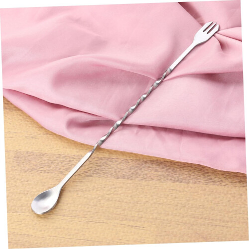 Stainless Steel Cocktail Mixing Spoon Fork Swizzle Stick Stirrer for Bartender Bar Tool, 12-Inch, Multi-Function 2