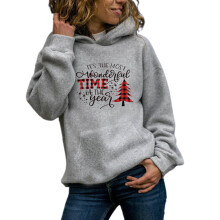 Women Christmas Oversized Hoodies Sweatshirts Fleece-Gray XXL