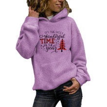 Women Christmas Oversized Hoodies Sweatshirts Fleece-Purple XXL