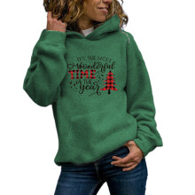 Women Christmas Oversized Hoodies Sweatshirts Fleece-Green S