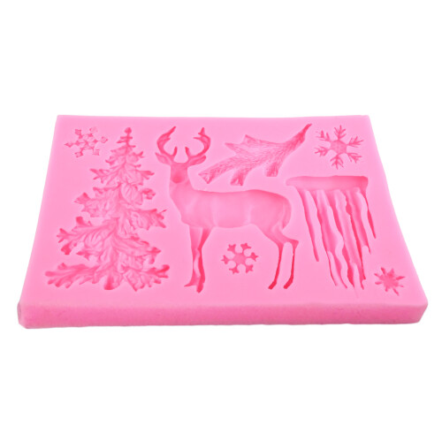 3D Christmas Theme Deer Silicone Mold Snowflake Chocolate Cake 2