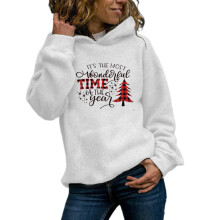 Women's Casual Oversized Hooded Sweatshirt Christmas-White XXL