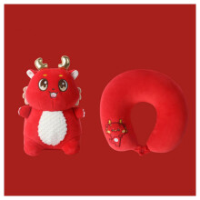 Dragon Neck Pillow Flannel PP Cotton Breathable U Shaped Dragon Pink Nose 11.81x11.81x4.72 Inches Elf Dragon