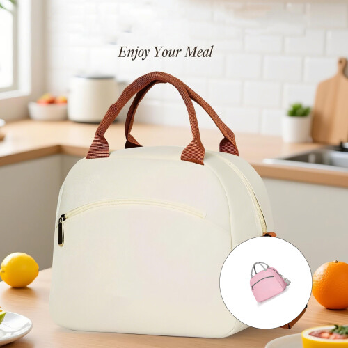 Modern Water Resistant Lunch Carriers With Spacious-Beige 1