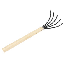 (Long Handle) Gartenhandharke 5 Stahlzinken Holzgriff Ergonomisch Kurz