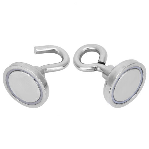 2PCs Magnetic Hook Fishing Tool N35 AntiRust 3Layer 2