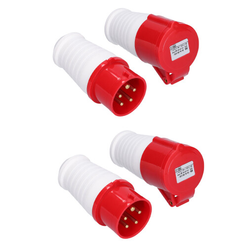 2 Stk Industrie-Steckdose 5-polig IP44 3-Phasig 16A