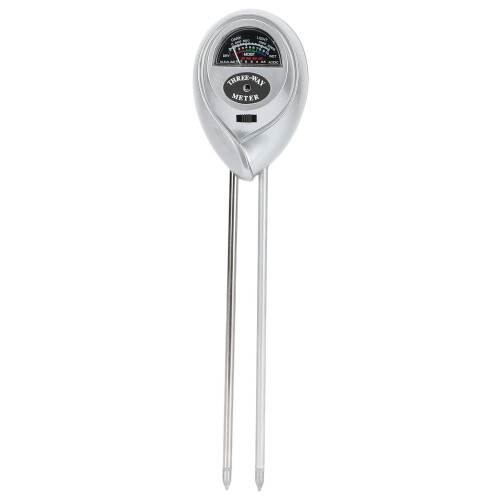 3-in-1-Bodentester Feuchte/pH/Licht Silber