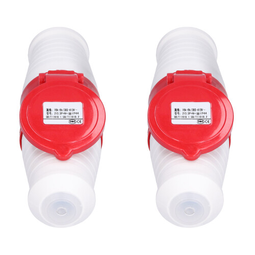 2 Stk Industrie-Steckdose 5-polig IP44 3-Phasig 16A 1