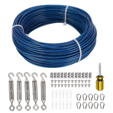 100ft Blaues Stahl-Drahtseil Spanner 3mm