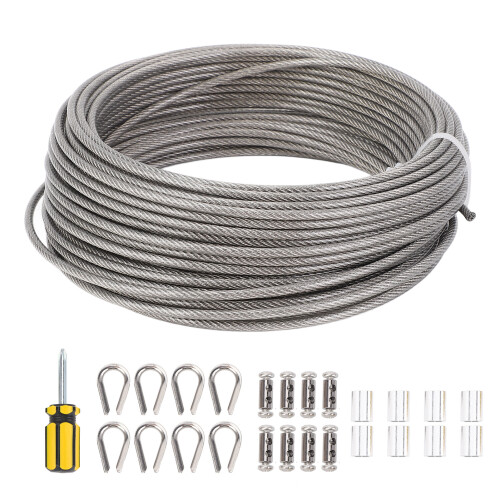Stahldraht-Kabelkit 165ft 3mm Kunststoffummantelt für Garten