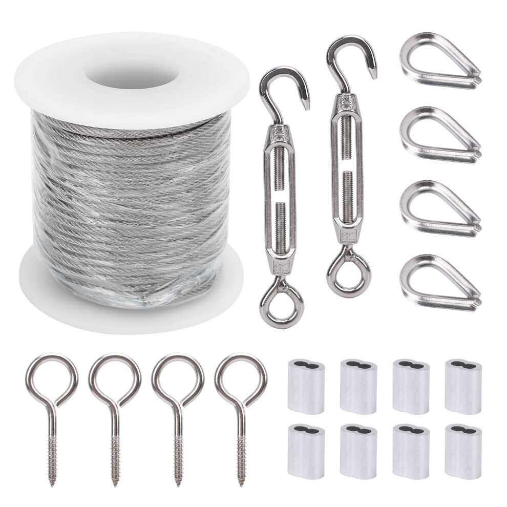 49Ft Stainless Steel Wire Rope 2Mm Uv Resistant Clothesline Garden 585383438393