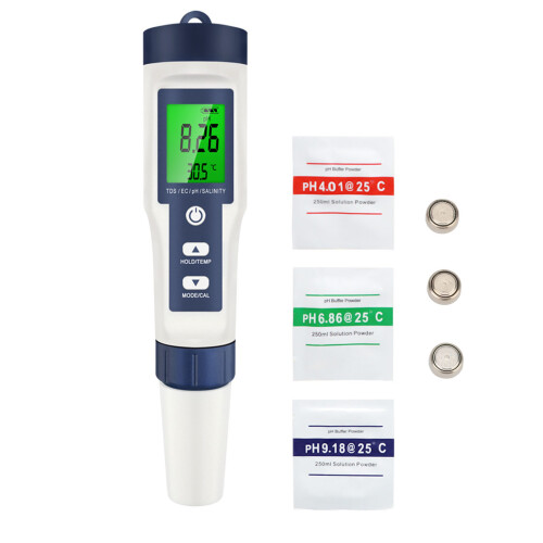 5-in-1 Digitaler Wasserqualitätstester PH/Salinität