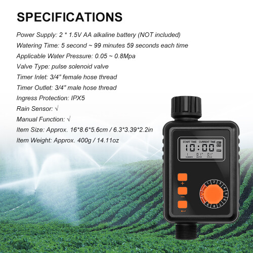 Elektronischer Bewässerungstimer, LCD, wasserdicht, 9 Programme 2