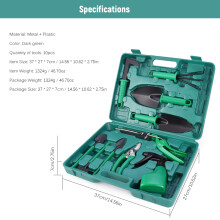 10tlg. Edelstahl-Gartengeräte-Set mit Organizer