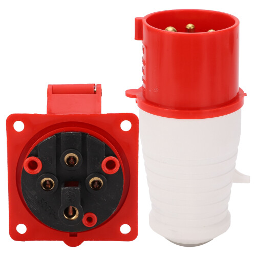 3P+E 32A 3-Phase Waterproof Dust-Proof Plug Socket AC380V-415V 2
