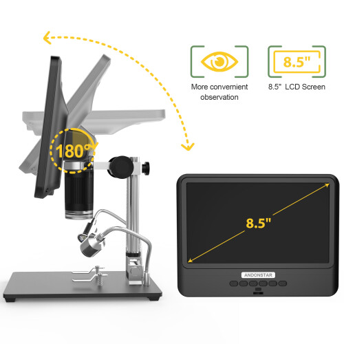 Andonstar AD208S 8.5" LCD Microscope 5X-1200X 1080P Soldering 1