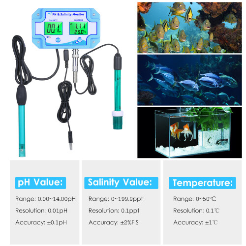 pH-/Salzgehalt-/Temp-Wassermonitor Dual-LCD grün 2