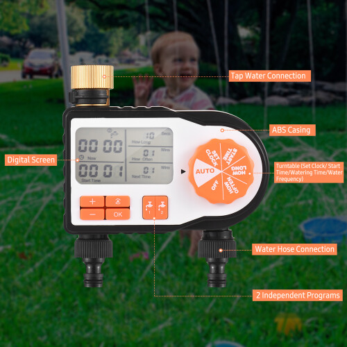 Digitaler Bewässerungstimer 2 Anschlüsse Gartenbewässerung 2
