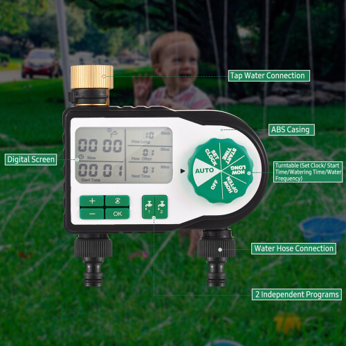 Digitaler Bewässerungstimer 2 Anschlüsse Gartenbewässerung 2