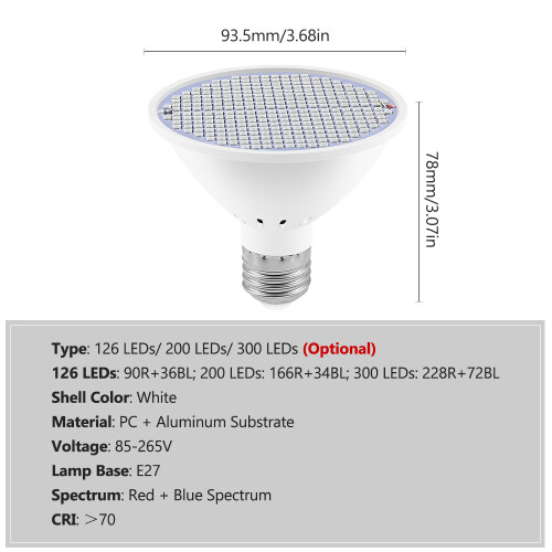 LED-Wachstumslampe Rot/Blau 300 LEDs E27