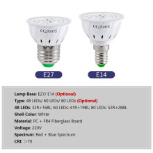 LED-Wachstumslicht E14 Rot-Blau Hydroponik 220V